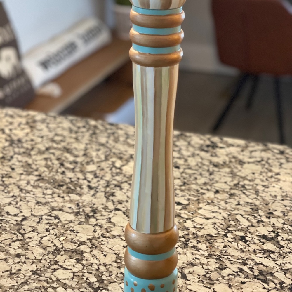 Mackenzie Childs Parchment Check 16” Pepper Mill